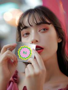 1 件便携式折叠手镜，带有可爱的多巴胺图案设计，紧凑型袖珍化妆镜，配有银色人造皮革和不锈钢框架，轻巧耐用，适合旅行、日常使用、礼物 - 彩色 - 查看 4