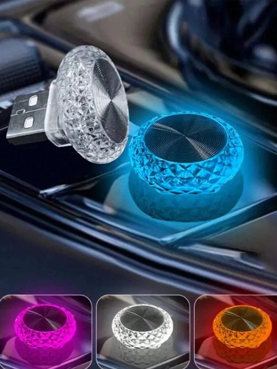 1pc USB Powered Portable Mini Car & Computer LED Atmosphere Light, Car Interior Decor - Multicolor - View 1