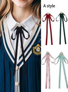 1 pièce Nœud papillon et broche décorative pour col de style simple et unicolore, fait main. Convient pour les sorties quotidiennes, les uniformes, les tenues scolaires, etc. L'option A est en polyester, l'option B est en velours floqué. - Noeud papillon multicolore - Voir 13