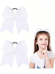 2 Packs Girl's School Sports Cheerleading Bow 8 Inch Cheer Hair Bows Large Cheerleading Hair Bows With Ponytail Holder For Teen Girls Softball Cheerleader Outfit Uniform