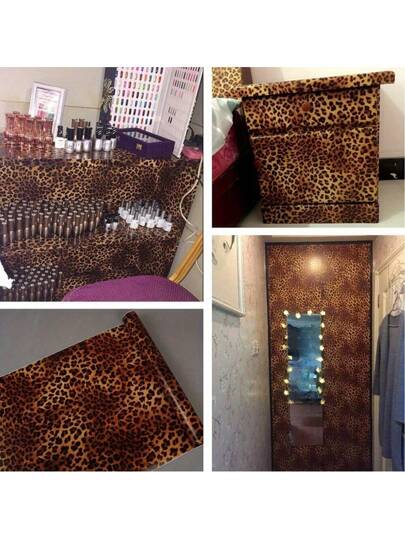 Leopard Print Self-Adhesive Vinyl Wallpaper - Detachable Texturized Contact Paper With Drop Match Pattern, Waterproof Peel And Stick Wall Covering For Living Room, Bedroom, Kitchen Renovation,Renovation Stickers Peel Wall Panels,Wall Paper, Wallpapers,Spring Decoration Items Refresh Your Home,Rama Decoration Stickers Gifts Birthday Graduation view 3