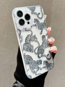 猎豹印花苹果豹纹豹纹透明穿孔 XR14/14PM11 防摔保护手机壳适用于 15 Pro Max/15 Pro/15/13/12 Pro/13 Pro Max 12 防水防震防刮 - 黑色 - 查看 2