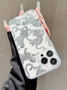猎豹印花苹果豹纹豹纹透明穿孔 XR14/14PM11 防摔保护手机壳适用于 15 Pro Max/15 Pro/15/13/12 Pro/13 Pro Max 12 防水防震防刮 - 黑色 - 查看 3