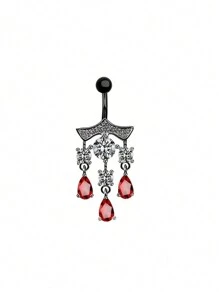 1 pièce Anneau de nombril décoratif en forme de chauve-souris avec pierres strass, araignée en web et crâne pour l'Halloween, pour femmes, bijoux de corps de nombril