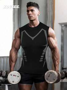 KOVSEE Set de 3 tops de compresión transpirables y elásticos, camisetas deportivas que absorben la humedad, tops tipo tank para hombres con estilo boyfriend