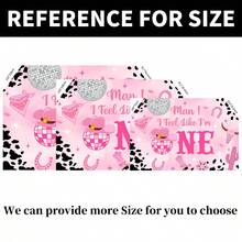 1 件粉色西部女牛仔主题派对背景横幅，210 * 150cm/150 * 100cm/100 * 75cm 粉色奶牛印花迪斯科派对背景布适用于生日派对装饰、拍照亭、蛋糕桌、卧室、客厅墙壁装饰