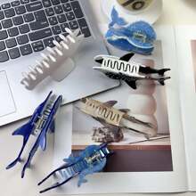 复古鲸鱼亚克力发夹，独特的海洋动物发饰，发爪，爪夹，发夹，发夹 - 多色 - 查看 4