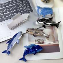 复古鲸鱼亚克力发夹，独特的海洋动物发饰，发爪，爪夹，发夹，发夹 - 多色 - 查看 3