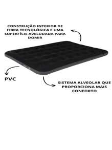 Deluxe Comfort Black Inflatable Double Mattress Camping Travel Leisure Durable Portable Practical Bel - 黑色 - 查看 5