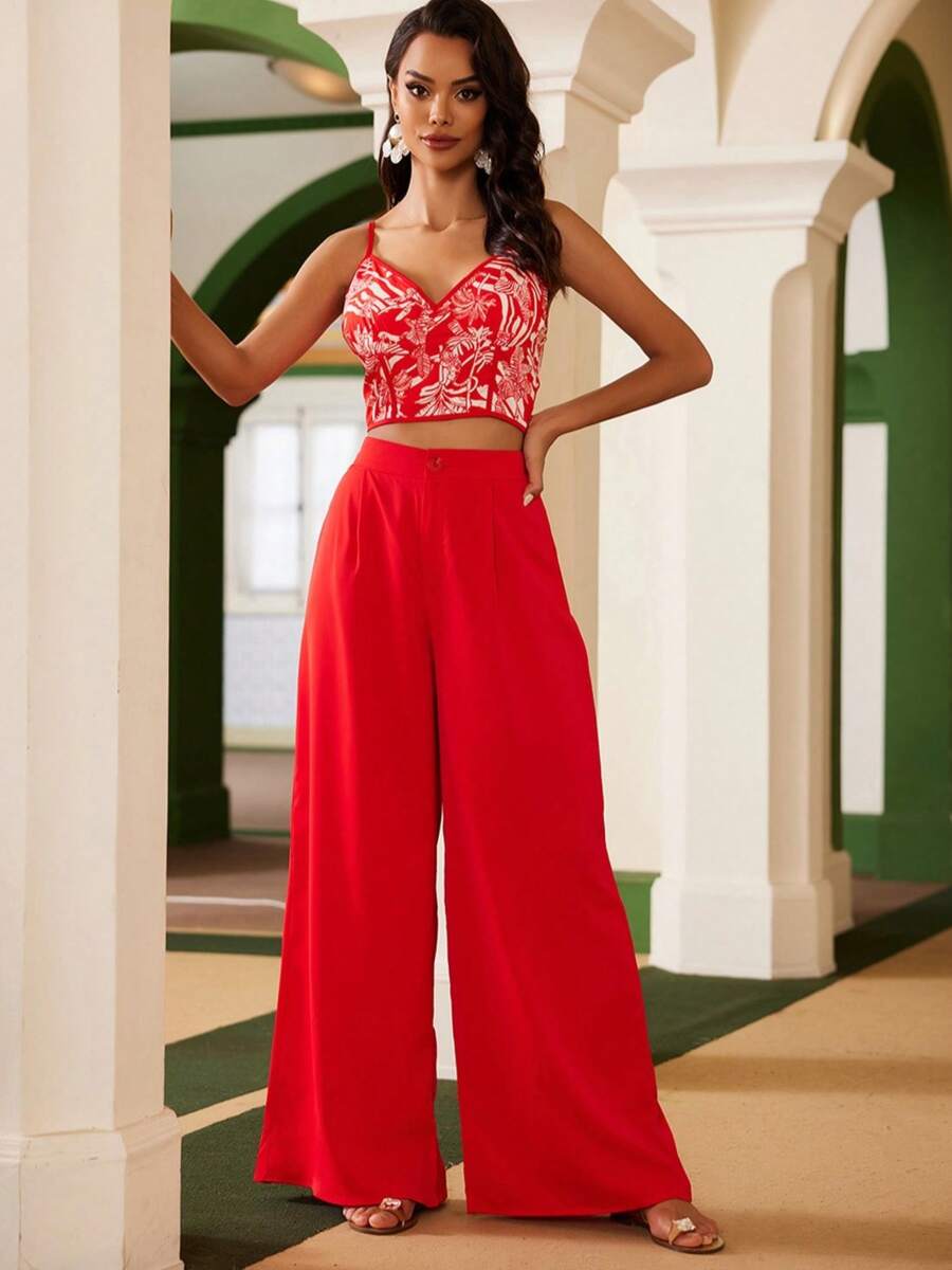 Matching Pants Set - Red - View 1