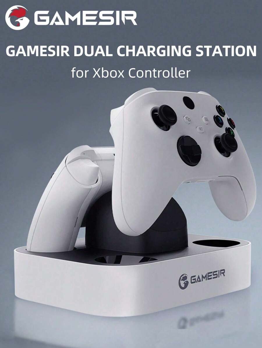 GameSir 控制器充电器兼容 Microsoft 双充电站底座，可同时为一个 X/S、X/S 系列控制器充电，2.5 小时充满电，过充保护 LED 充电指示灯，游戏机游戏手柄操纵杆配件，1 件，黑色和白色 - 黑與白 - 查看 1