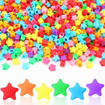 200pcs/1000pcs Acrylic Star Horse Shaped Colorful Loose Beads Large Hole For DIY Bracelet Necklace Making, Hair Accessories