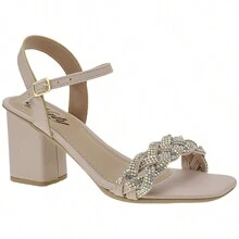 Women's Social Rhinestone Sandals Thick High Heel Casual Party Naty - Baby Pink - View 1