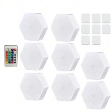 Hexagon LED Lights Wall Panels Battery Powered, 16 Colors And 4 Lighting Modes Hexagonal Wall Light RGB Lights Modular Touch Sensitive Lights With Remote Control For Home Decor, Living Room, Bedroom, Gaming Room, Party, Wall Lights Gift For Kids, Adults