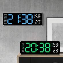Digital Wall Clock Large Display, 9" LED Wall Clocks For Living Room Decor, Digital Clock With Temperature/DST/Auto-Dimming/Humidity/Snooze - 12/24H, Silent Digital Clocks For Seniors Kids - Green - View 8