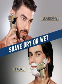 Hatteker Foil Shaver Electric Razor Men's Shaver T-Blade Trimmer Beard Trimmer Beard Clipper Hair Clipper LED Display Waterproof Shaver Kit 2 In 1 - Bronze - View 6