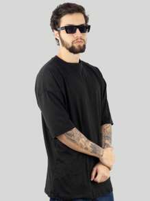 Kit 4 Premium Men's Oversized T-Shirts 100% Cotton Thick Plain Basic Streetwear - Nhiều màu - Xem 2
