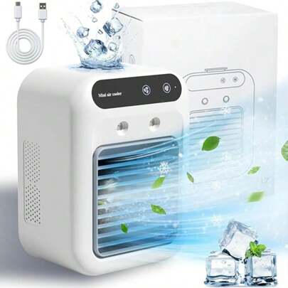 Portable Mini Air Conditioner,Rechargeable Mini Air Conditioner, Personal Cooling Fan, Indoor Small Air Conditioner For Bedroom, Office, Outdoor Use