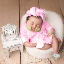 Bathrobes Set Baby Photography Props - Pink - View 2
