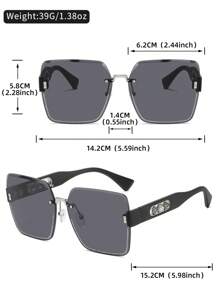 LINFEMAND Gafas decorativas sin marco de moda con degradado LINFEMAND, decoración con flores de perlas artificiales, adecuadas para mujeres, para fiestas de playa de verano, conducir, vacaciones, regalos para vacaciones de playa de verano, al aire libre, de viaje con decoración de perlas artificiales, estilo elegante de montura cuadrada sobredimensionada