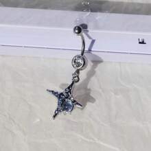 1pc Fashionable Stainless Steel Butterfly Navel Ring With Rhinestones, Personalized Women/Girls Belly Button Piercing Accessory - Color - View 21