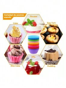 100 Moldes Silicona Para Cupcakes Kit Reutilizable - Multicolor - Ver 5