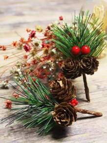 10/20/30pcs Mini Christmas Pine Cones DIY Accessories Gift Box Decor, Artificial Flowers Christmas Decorations Desktop Ornaments Home Decor Room Decor