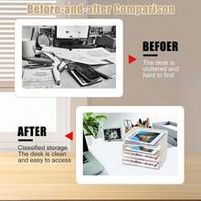 Stapelbare Papierablagen, Schreibtisch-Briefablage, 4er-Set Aktentaschen, stapelbarer Schreibtisch-Organizer für Bücher, Zeitschriften, Ordner, A4-Format, Aktenpapier, Notizen, Stifte, weiß, 4 Stück - Weiss - Übersicht 6