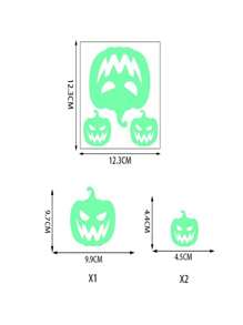 1pc New PVC Night Luminous Pumpkin Head Wall Sticker, Self-Adhesive Glow In The Dark Bat Decor - Multicolor - View 11