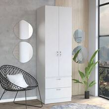Vico 76" High Armoire Wardrove Closet With 2 Drawers, Double Door Cabinet , One Shelf And Hanging Rod, Bedroom Clothes Storage Cabinet Organizer