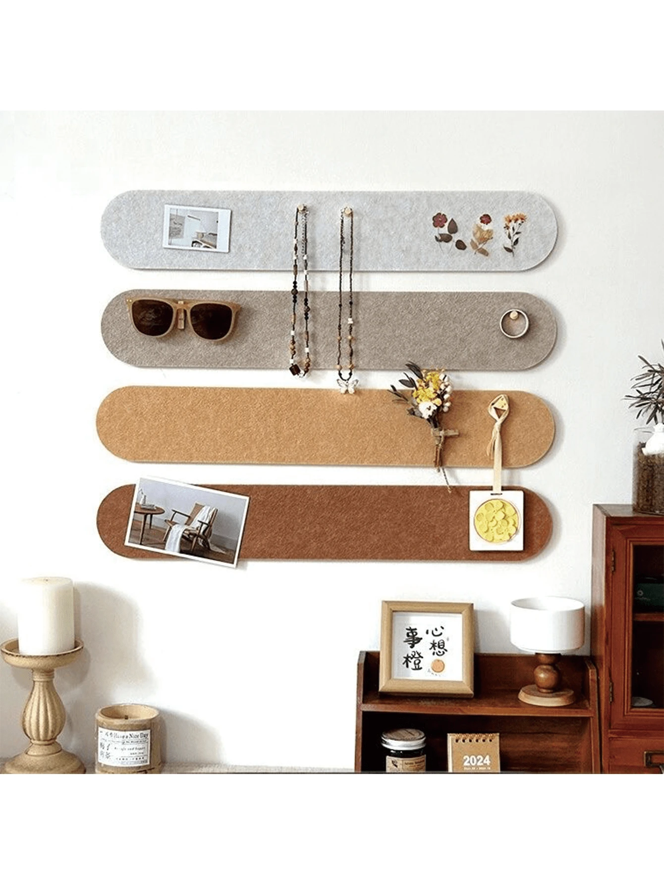 Rounded Rectangle Patchwork Felt Bulletin Board For Photo Wall, Memo Message Display, Hanging Wall Decor Without Drilling - Multicolor - View 1