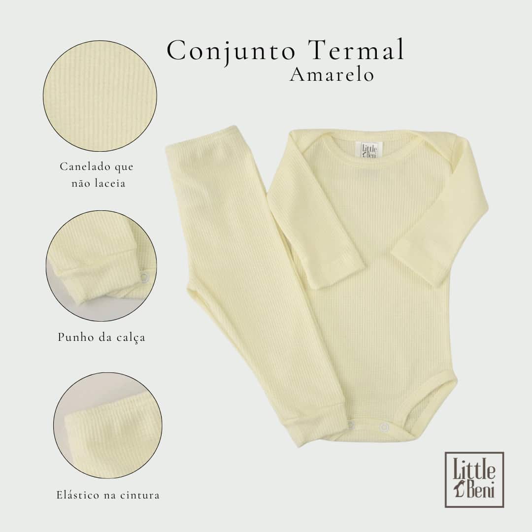 Little Beni 2-Piece Bodysuit And Pants Set, Long-Sleeved Bodysuit And Ribbed Knit Pants For Girls - 黃色 - 查看 1