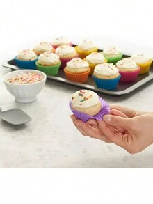 100 Moldes Silicona Para Cupcakes Kit Reutilizable - Multicolor - Ver 4