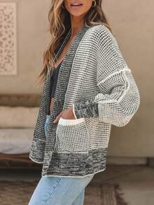 Astylish Women's Fashion Casual Cardigan Sweater With Pockets, Autumn/Winter - Grey - View 3
