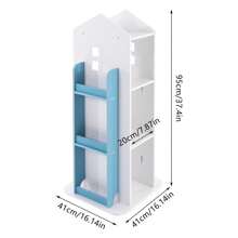 Bookcase 360° Rotating Bookshelf Multifunctional Bookcase Solid Wood 4 Tiers Home Design Corner Bookshelf For Kids Suitable For Living Room And Children's Library - 藍色 - 查看 8