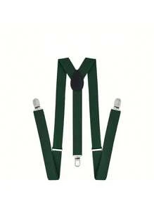 1 Set Of Solid Color Bow Tie + Suspender, Casual Outfit, Ideal Gift - Braces - View 5