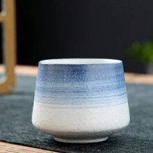 1 pieza Taza de espresso de arcilla gruesa estilo japonés con arcoíris - Taza de té cerámica, combinación de azul y marrón, adecuada para bebidas de verano e invierno, regalo perfecto para decoración del hogar y la oficina, de vuelta a la escuela