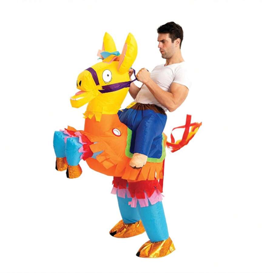 SYNCFUN Inflatable Halloween Costume Ride A Pinata Llama Ride On Inflatable Costume - Adult Unisex One Size - Multicolor - View 1