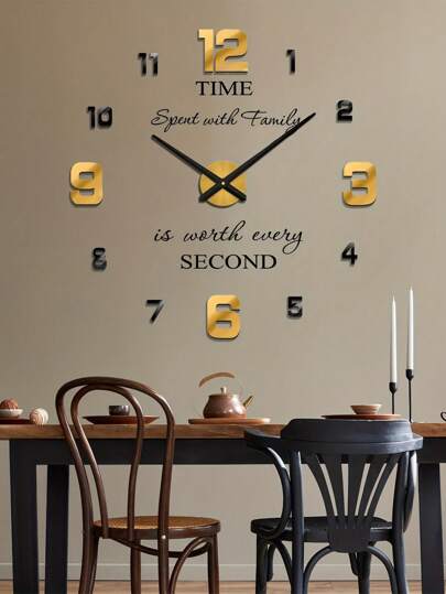 YZOK 1pc Large DIY 3D Frameless Wand Clock, Sticker Klok Kit Home Living Room Bedroom Office ations