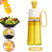2-In-1 Glass Oil Dispenser & Silicone Brush - High Temp Resistant - Perfect For Bbq & Cooking, Kitchen Essential - Yellow - View 1