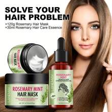 迷迭香薄荷护发套装 - 保湿护发素和精油，让头发更丰盈、更健康 - 修复干燥、受损和卷曲的发丝 头发修剪器 迷迭香护发油 - 白色 - 查看 4