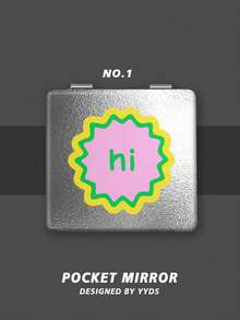 1 件便携式折叠手镜，带有可爱的多巴胺图案设计，紧凑型袖珍化妆镜，配有银色人造皮革和不锈钢框架，轻巧耐用，适合旅行、日常使用、礼物 - 彩色 - 查看 9