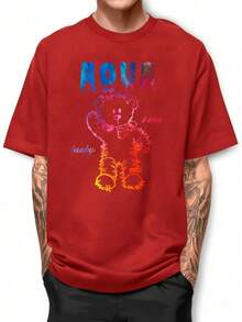 Aqua Lucky Bear Basic T-Shirt 100% Cotton Shirt GPJ1 - Đỏ - Xem 1