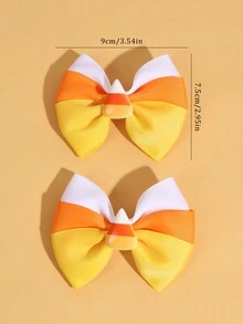 2 件女孩万圣节发饰，万圣节蝴蝶结糖果蝴蝶结儿童发夹，糖果玉米发饰万圣节派对礼服发饰，青少年女孩儿童节日礼物 - 彩色 - 查看 5