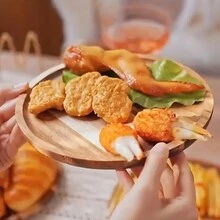 1pc, Circular Wooden Tray, Wooden Fruit Tray, Solid Wood Dessert Tray, Multifunctional Dessert Tray, Decorative Fruit Tray, Coffee Cup Tray, Teacup Tray, Cake Tray, Used In Restaurants - Yellow - View 7