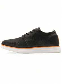Men's KnitFlex Breeze Mesh Sneakers Oxfords Lace-Up Lightweight Casual Walking Shoes - 黑色 - 查看 6