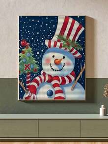 Bộ tranh khảm kim cương 5D DIY - Người tuyết dễ thương, Bộ tranh kim cương trang trí cho phong cảnh tường nhà - Màu xanh lam - Xem 5