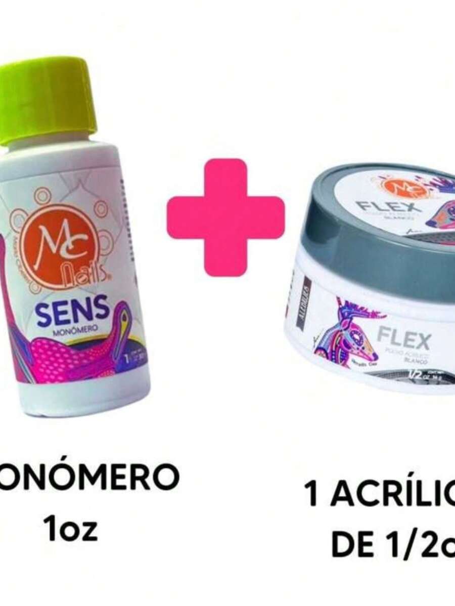 Set de Acrílico 1/2 Oz + Monomero 1 Oz Para Aplicación Uñas Acrilicas - Blanco - Ver 1