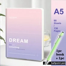 1pc, B5/A5, 136pages, Waterproof Soft PP Cover Notebook, Colorful Minimalist Diary Notebook, Lined Journal, Ideal For Office, Home, School Note Taking.