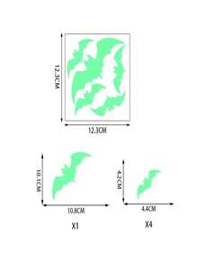 1pc New PVC Night Luminous Pumpkin Head Wall Sticker, Self-Adhesive Glow In The Dark Bat Decor - Multicolor - View 5